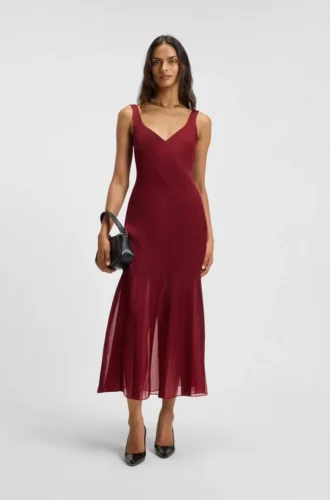 Satin-slipklänning med organza-insatser