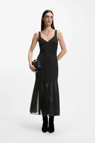 Satin-slipklänning med organza-insatser