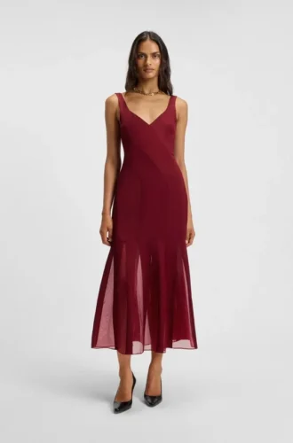 Satin-slipklänning med organza-insatser