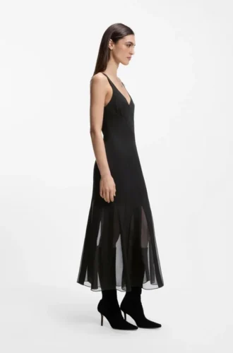 Satin-slipklänning med organza-insatser