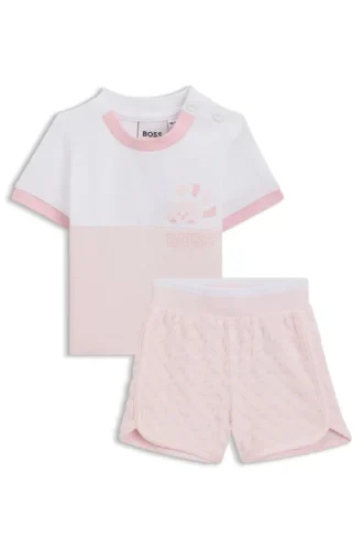 Set med shorts och T-shirt i bomullsblandning för spädbarn