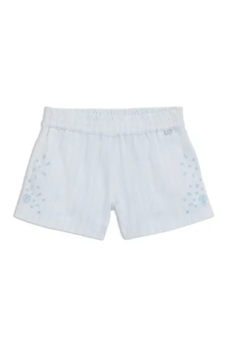 Shorts i bomullsblandning med broderie anglaise
