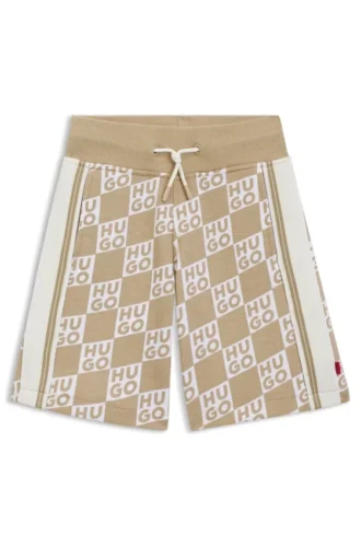 Shorts i bomullsblandning med tryckt logotyp