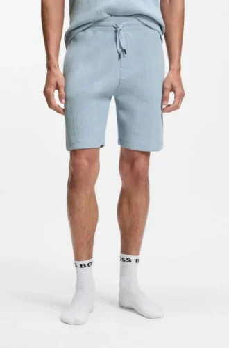 Shorts i bomullsblandning med våffelstruktur