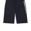 Shorts i bomullsfrotté med logotyp och rand