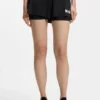 Shorts i stretchjersey med kontrasterande logotyp