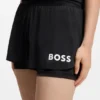 Shorts i stretchjersey med kontrasterande logotyp