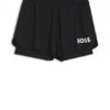 Shorts i stretchjersey med kontrasterande logotyp
