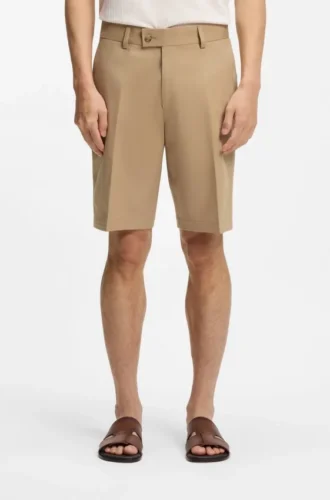 Shorts med avsmalnande passform i bomull, silke och stretch