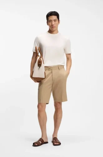 Shorts med avsmalnande passform i bomull, silke och stretch