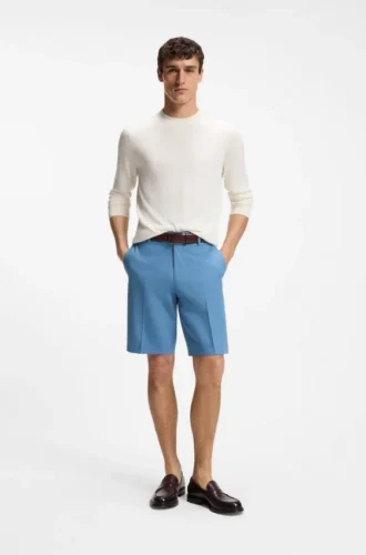 Shorts med avsmalnande passform i bomull, silke och stretch