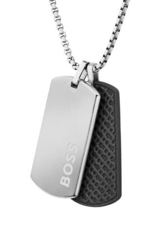 Silverfärgat halsband med dubbel hänge