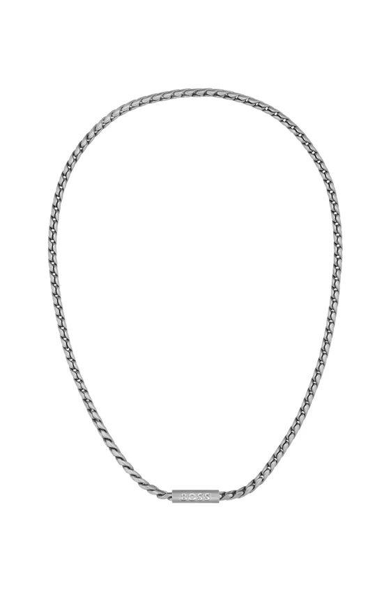 Silverfärgat halsband med flätad kedja Silverfärgat halsband med flätad kedja