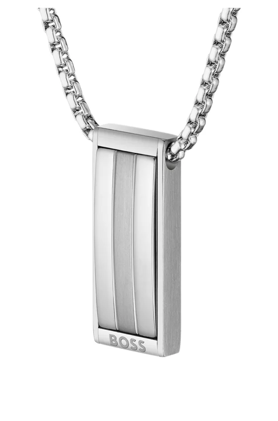 Silverfärgat halsband med hänge med ränder Silverfärgat halsband med hänge med ränder