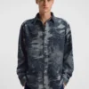 Skjorta i oversized-passform i denim med jacquardmönster