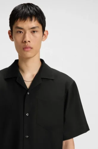 Skjorta i oversized-passform i twill av ullblandning