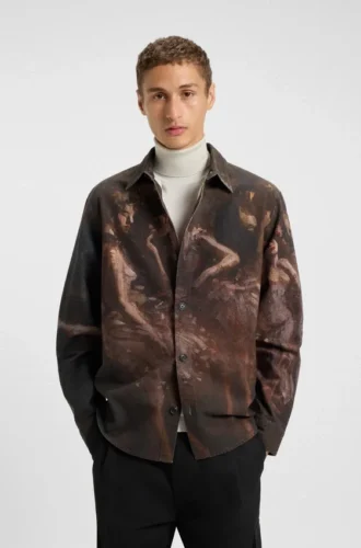 Skjorta i oversized-passform med ballerinamönster