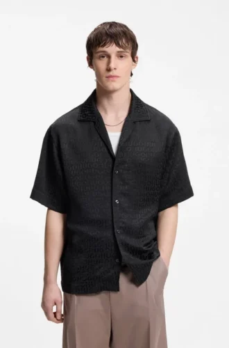 Skjorta i oversized-passform med jacquardmönster