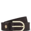Skärp i mocka med guldfärgat Double B-monogram
