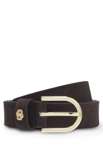 Skärp i mocka med guldfärgat Double B-monogram