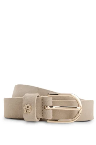 Skärp i mocka med guldfärgat Double B-monogram