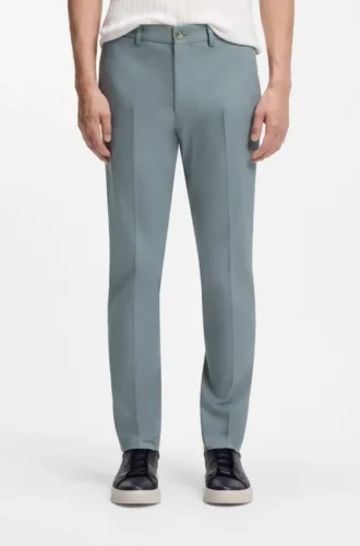 Slim fit-byxor i bomull, silke och stretch