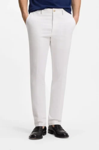 Slim fit-byxor i bomull, silke och stretch
