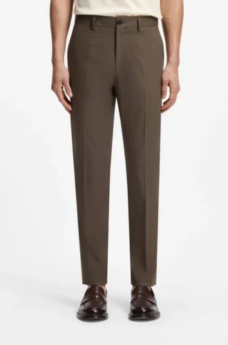 Slim fit-byxor i bomull, silke och stretch