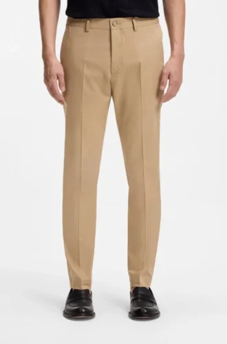 Slim fit-byxor i bomull, silke och stretch