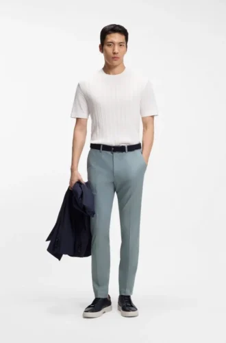Slim fit-byxor i bomull, silke och stretch