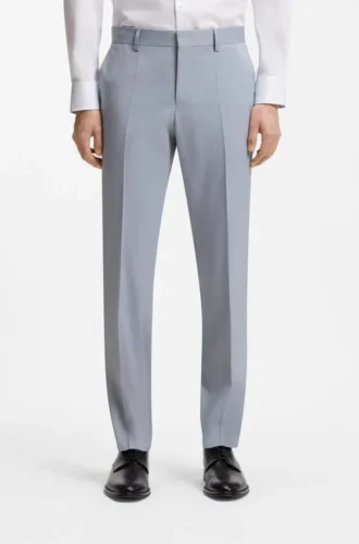 Slim fit-byxor i mönstrad stretchchiffong