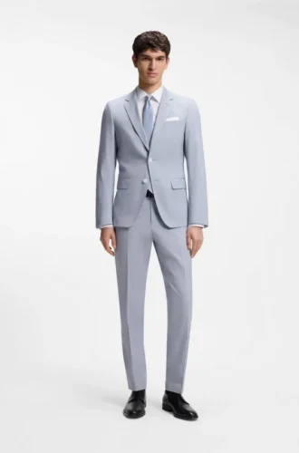 Slim fit-byxor i mönstrad stretchchiffong