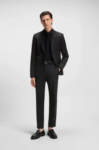 Slim fit-byxor i serge av nyull