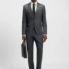 Slim fit-byxor i serge av nyull