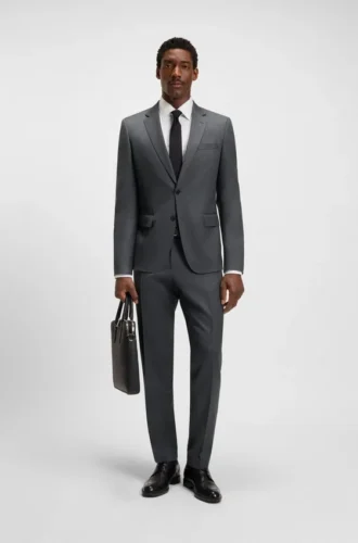 Slim fit-byxor i serge av nyull