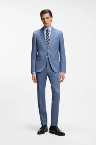 Slim fit-byxor i serge av nyull