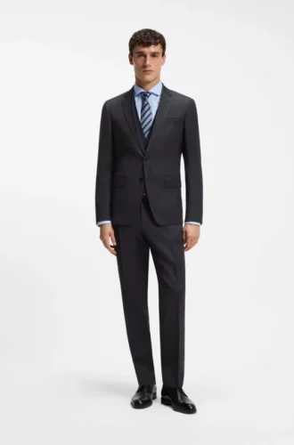 Slim fit-byxor i serge av nyull