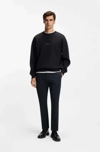 Slim fit-byxor i stretchig bomullsgabardin