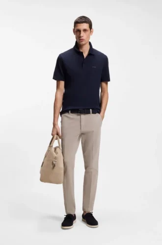 Slim fit-byxor i stretchig bomullsgabardin