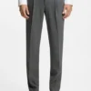 Slim fit-byxor i ullblandad sharkskin