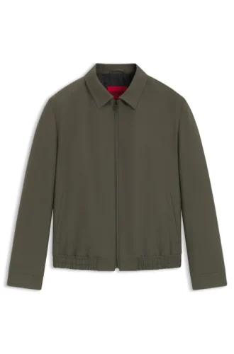 Slim fit-jacka i poplin av ullblandning
