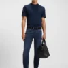 Slim fit-jeans i Delaware-blått, stickad denim
