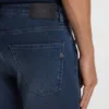 Slim fit-jeans i Delaware-blått, stickad denim