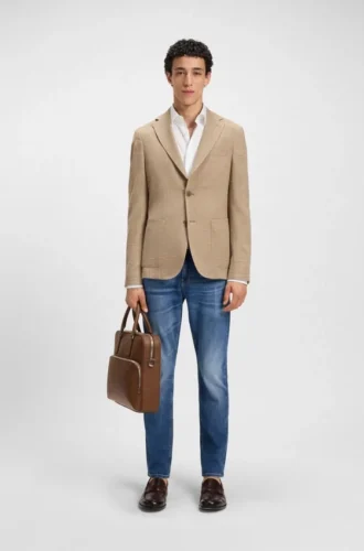 Slim fit-jeans i delawareblått, bekvämt stretchdenim
