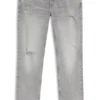 Slim fit-jeans i grå denim med slitna detaljer Slim fit-jeans i grå denim med slitna detaljer