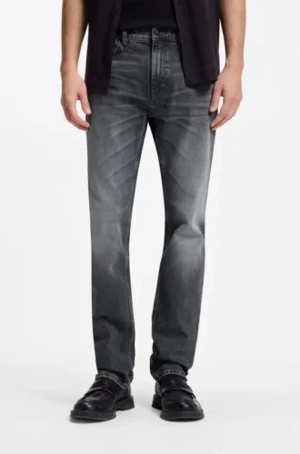 Slim fit-jeans i grå stretchdenim