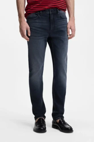 Slim fit-jeans i mörkblå stretchdenim