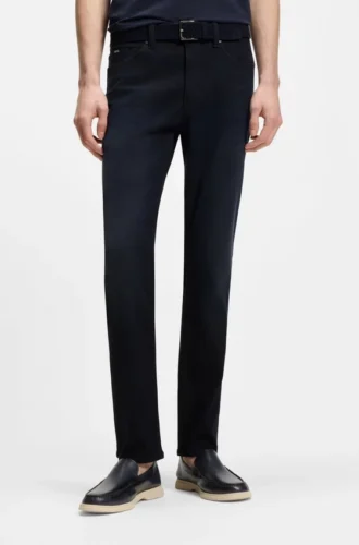 Slim fit-jeans i stickad denim i färgen Delaware blue