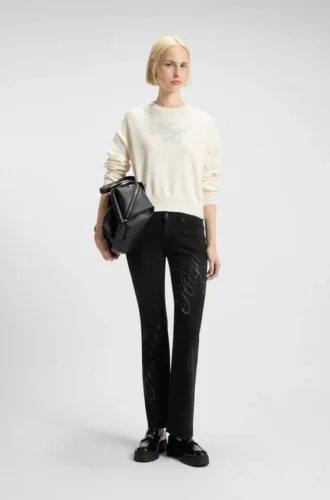 Slim fit-jeans med strasslogotyper