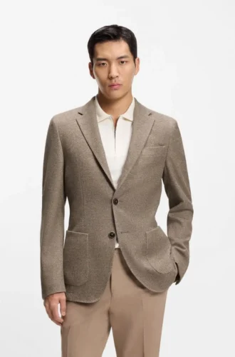Slim fit-kavaj i bomull med mikromönster
